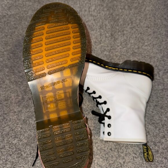 Dr. Martens 1460 Slim Smooth Leather Lace Up Boots (White) 10 - Picture 3 of 3